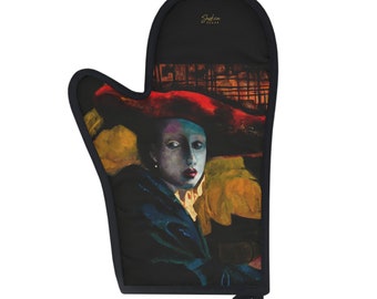 Johannes Vermeer Art inspired Oven Glove; aesthetic cooking accessory for kitchen. Perfect Christmas Holiday, Housewarming or birthday gift.