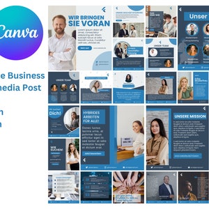 60 Ultimate Business Socialmedia Post Templates for Linkedin, Instagram, Facebook and Twitter in German for Canva