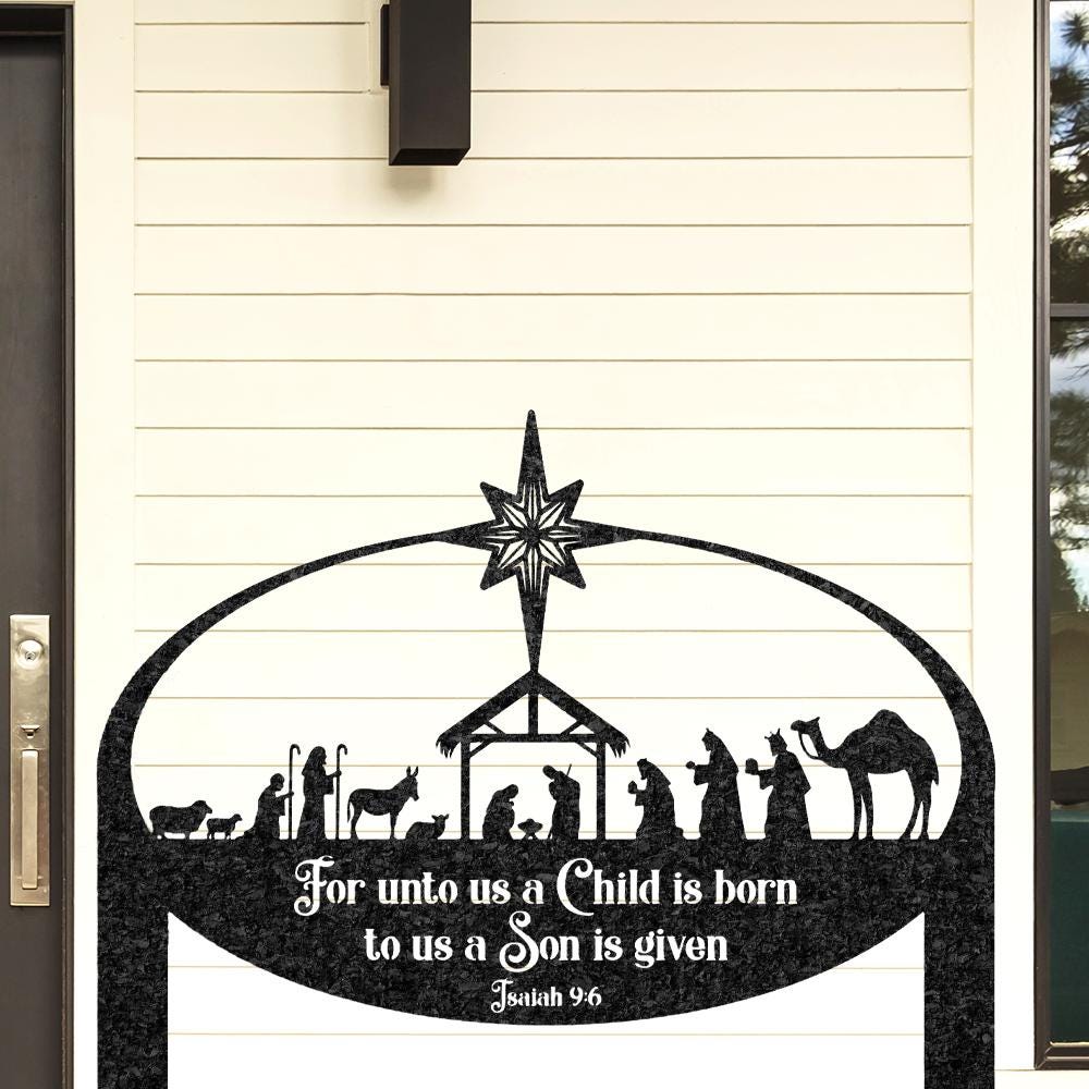 Custom Nativity Garden Metal Sign, Personalized Christian Christmas ...