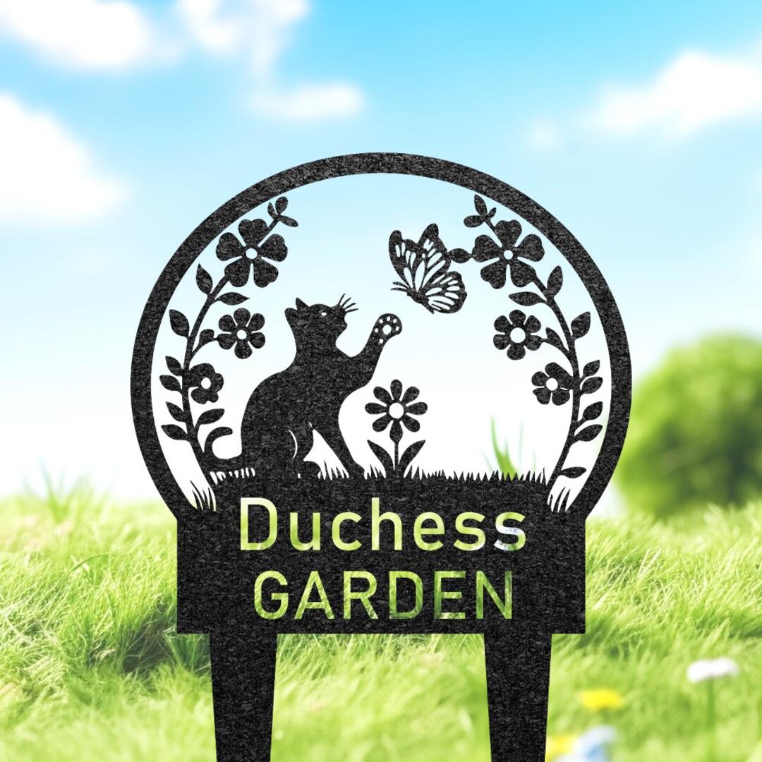 View of Custom Cat Name Garden Stake, Personalized Cat Memorial Plaque ...