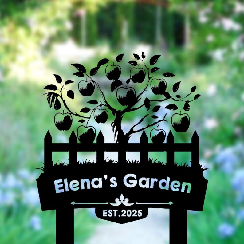 Custom Apple Tree Metal Stake, Personalized Apple Garden Decor, Orchard ...