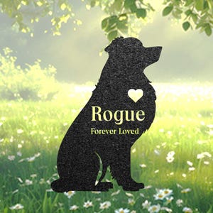 Australian Shepherd Memorial Stake, Custom Metal Garden sign, Pet Grave Marker, Engraved Name Sign, Outdoor Dog Burial Stake, Dog Loss Gift