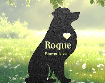 Australian Shepherd Memorial Stake, Custom Metal Garden sign, Pet Grave Marker, Engraved Name Sign, Outdoor Dog Burial Stake, Dog Loss Gift
