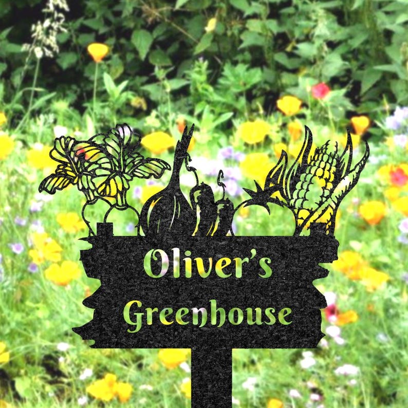 Custom Vegetable Garden Decor, Personalized Greenhouse Metal Art ...