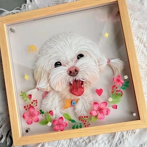 Hand Painted Pet Portrait, Custom Cat/Dog Portrait, Pet Memorial Gift for Mom/Grandma/BFF, 3D Painting, Pet Memorial Keepsake, Pet Loss Gift