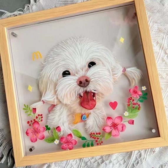 Personalized Pet Portrait, Custom Cat/Dog Portrait, Pet Memorial Gift for Mom/Grandma/BFF, Pet Painting, Gift for Pet Lover, Pet Loss Gift