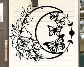 Personalized Rose Garden Sign, Garden Decor, Metal Butterfly Sign, Backyard Decoration, Flower Hanging Sign, Wedding Gift, Housewarming Gift