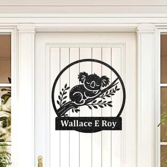 Custom Koala Metal Sign, Personalized Koala Wall Art, Koala Bedroom Sign Decor, Koala Wall Hanging, Address Plaque, Yard Sign, Garden Decor