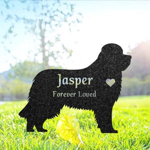 Custom Newfoundland Dog Memorial Sculpture, Newfoundland Silhouette Lawn Ornament, Personalized Dog Grave Marker, Garden Decor Art, Pet Loss