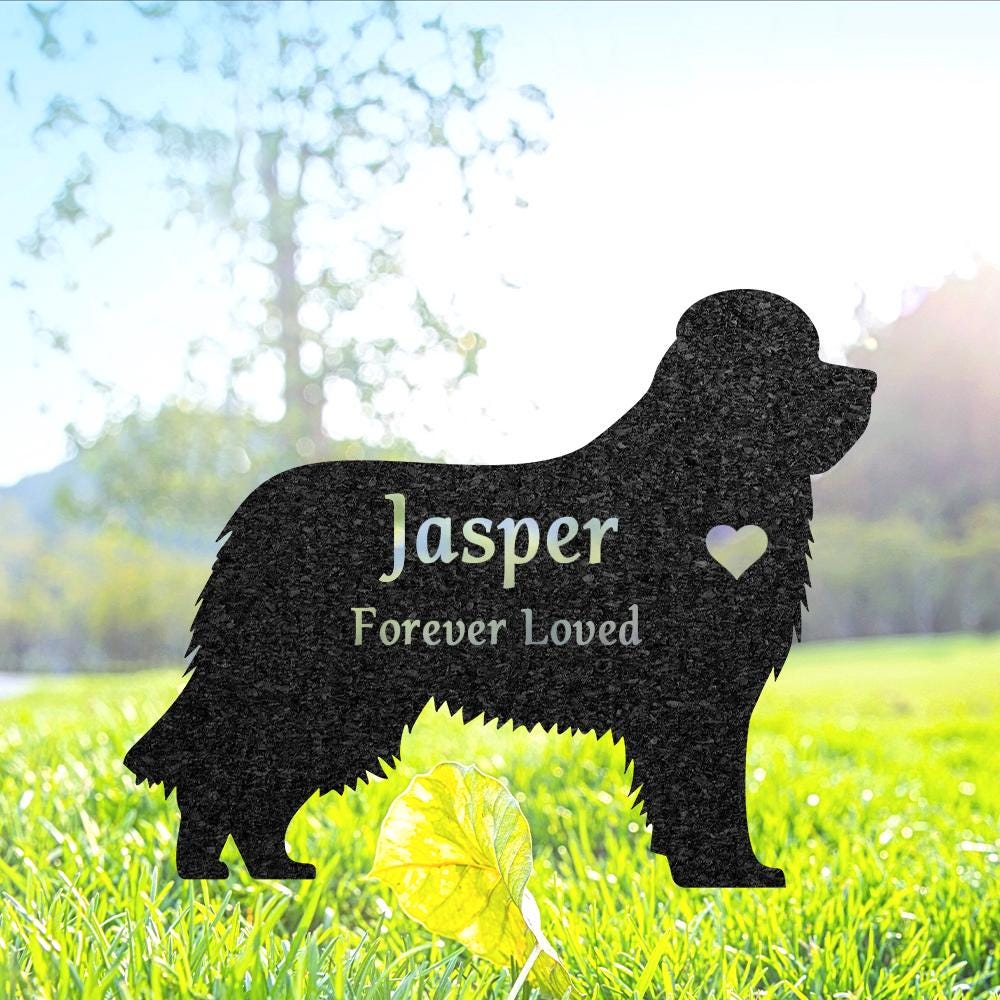 Custom Newfoundland Dog Memorial Sculpture, Newfoundland Silhouette Lawn Ornament, Personalized Dog Grave Marker, Garden Decor Art, Pet Loss