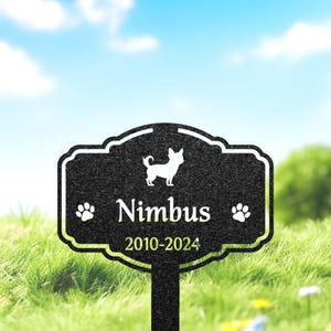 Personalized Chihuahua Dog Grave Marker, Custom Dog Memorial Garden Sign, Metal Pet Tombstone, Dog Cemetery Marker, Chihuahua Lover Gift