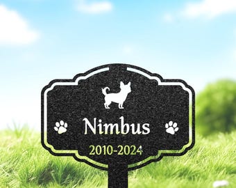 Personalisierte Chihuahua Hund Grabstein, kundenspezifisches Hund Gedenk Gartenschild, Metall Haustier Grabstein, Hundefriedhof Markierung, Chihuahua Liebhaber Geschenk