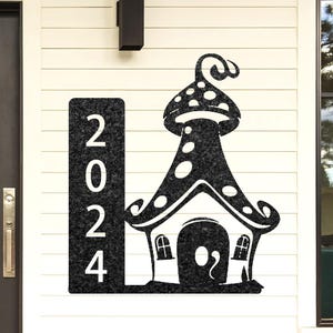Custom Mushrooms Metal Plaque, Personalized Address Number Sign, House Address Wall Art, Mushrooms Monogram Sign, Door Decor, Home Gift