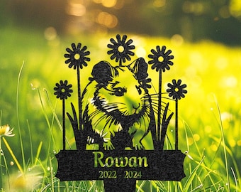 Spersonalizowany kołek pamiątkowy dla chomika, nagrobek dla chomika z kwiatami, spersonalizowany metalowy kołek na cmentarz dla zwierząt, dekoracja ogrodu dla zwierząt, utrata zwierzaka