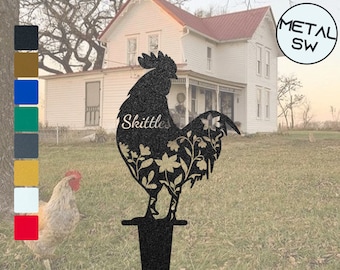 Custom Chicken Metal Stake, Chicken Coop Decor, Farm Stake, Metal Farm Sign, Chicken Gift, Personalized Chicken Name Sign, Hen House Decor