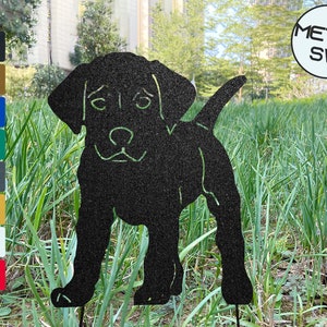 Metal Puppy Labrador Retriever Memorial Plaque Personalized Golden Retriever Garden Stakes Sign Metal Yard Art Garden Lawn Outdoor Ornaments