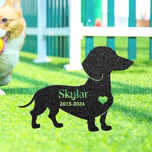 Custom Dachshund Memorial Stake, Dog Name Sign, Pet Grave Marker, Metal Dog Sign for Garden, Outdoor Grave Plaque, Dachshund Lover Gift