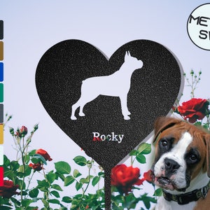Metal Boxer Dog Memorial Sign Stakes, Boxer gift Personalized, Boxer Dog Grave Marker, Custom Dog Memorial Plaque Heart Shaped Headstone