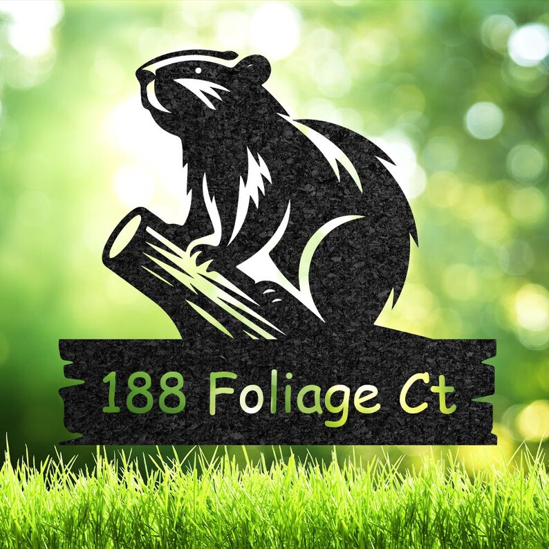 Personalized Beaver Metal Sign, Custom Beaver Lover Gift, House Number ...