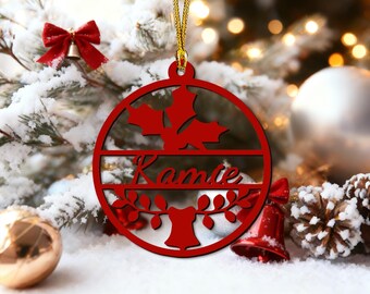 パーソナライズされたクリスマスツリーオーナメント2025、カスタムネームオーナメント、木製クリスマスオーナメント、会社のホリデーギフト、家族のホリデー記念品