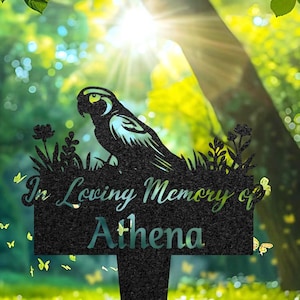Personalized Parrot Memorial Plaque for Outdoor, Custom Parrot Metal Sign, Yard Art Decor, Pet Grave Marker, Remembrance Sign, Pet Loss Gift