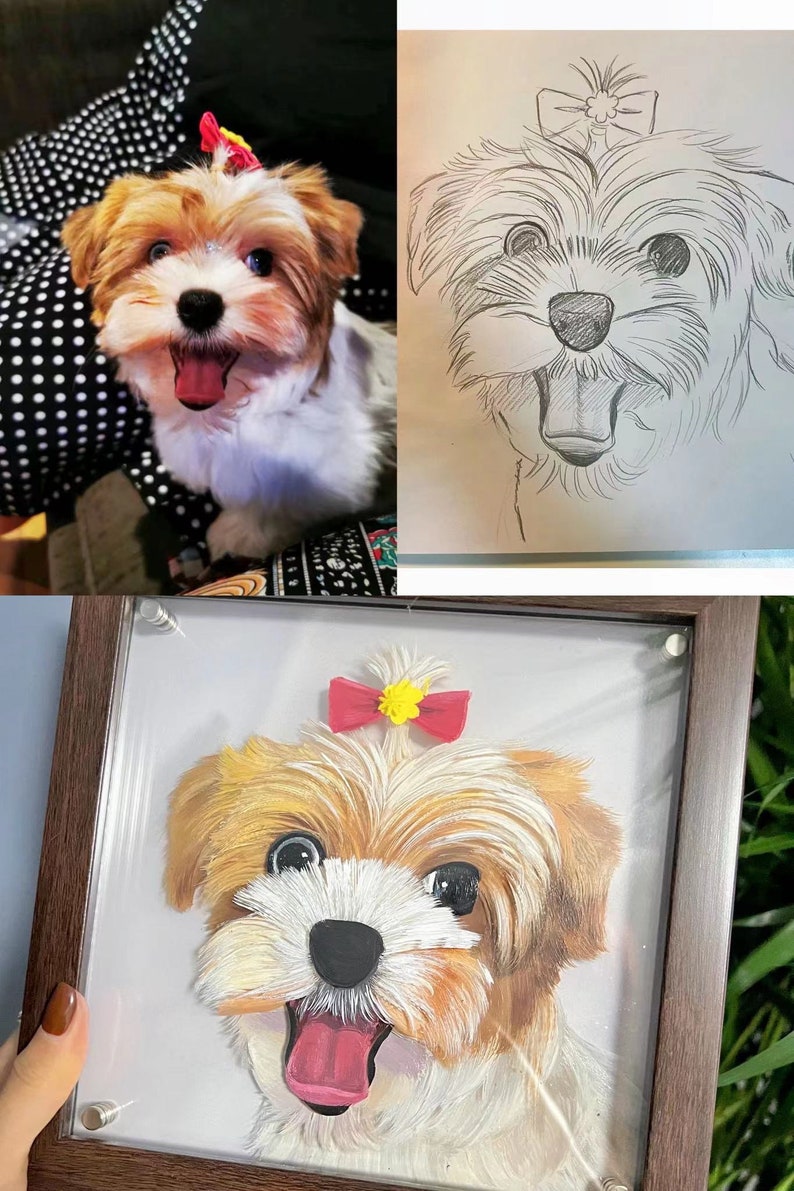 Personalized Pet Portrait, Custom Cat/Dog Portrait, Pet Memorial Gift for Mom/Grandma/BFF, Pet Painting, Gift for Pet Lover, Pet Loss Gift image 5