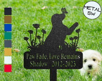 Personalized Dog Grave Marker Plaque Puppy Art for Lawn, Black Dog Silhouette Sign  for Outdoor,Dog Memorial Garden Stakes