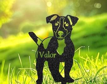 Personalized Jack Russell Terrier Memorial Stake, Dog Grave Marker, Custom Dog Cemetery Metal Sign, Pet Garden Decor, Loss of Dog, Yard Sign
