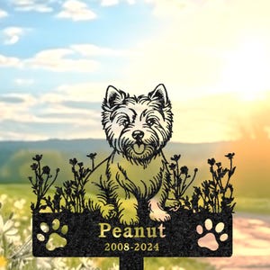 Benutzerdefinierte West Highland White Terrier Hund Gedenkpfahl, personalisierter Hund Grabstein, Hundebeerdiger Einsatz, Hundegarten Dekor, Geschenk für Hundeliebhaber
