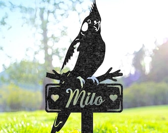 Cockatiel Memorial Stake, Custom Bird Name Grave Marker, Personalized Cockatiel Loss Gift, Bird Garden Decor, Pet Sympathy Gift, Porch Sign