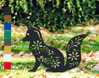 Sneaky Fox Metal Yard Art, Sitting Fox Garden Signs, Froal Fox Outdoor Yard Decor,