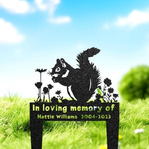 Benutzerdefinierte Eichhörnchen Grabmarker, personalisierte Eichhörnchen Metall Gartenkunst, Eichhörnchen Bestattungseinsatz, Hofschild, Eichhörnchen Dekor, Geschenk für Tierverlust