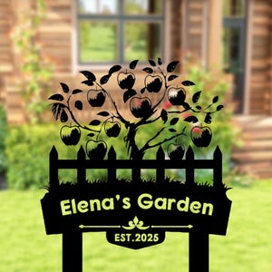 Custom Apple Tree Metal Stake, Personalized Apple Garden Decor, Orchard ...