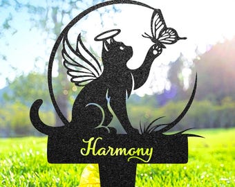 Cat Memorial Gifts, Gardening Gifts for Women, Custom Grave Marker, Burial Stake, Garden Plaque, Remembrance Sign, Pet Memorial Stone