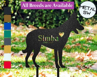 Metal Belgian Malinois Memorial Stakes, Malinois Grave Marker Garden stakes, Dog Headstone Personalized Loss of Dog Memorial Sympathy Gift