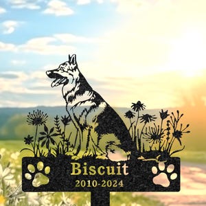Personalized German Shepherd Dog Memorial Stake, Custom Dog Grave Marker, Metal Garden Decor, Yard Sign, Pet Burial Stake, Pet Loss Gift