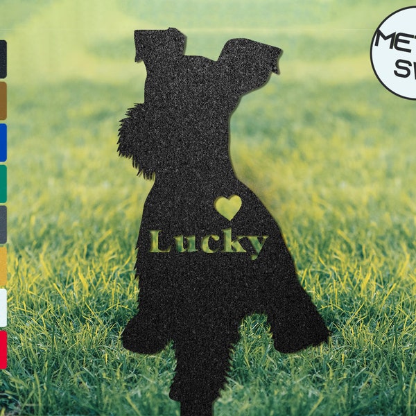 Metal Schnauzer Sign Garden Decor, Roadside Sign, Outdoor Dog Metal Yard Art, Miniature Schnauzer Art, Handmade Dog Metal Gift For Garden