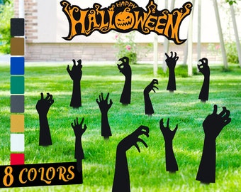 Scary Hand Halloween Yard Signs with Stakes - Pack of 2/4/6/8/10, Zombie Hands Stakes Black Halloween Hand Lawn Stakes for Outdoor Sidewalk