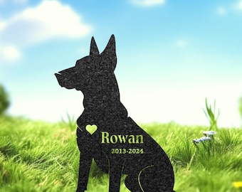 Belgian Malinois Memorial Stake, Custom Metal Garden sign, Pet Grave Marker, Personalized Engraved Name Sign, Sympathy Sign, Dog Loss Gift