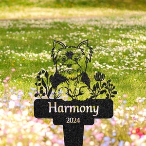 Personalized Yorkshire Terrier Memorial Stake, Dog Grave Marker, Custom Dog Cemetery Metal Sign, Pet Garden Decor, Loss of Dog, Yard Sign