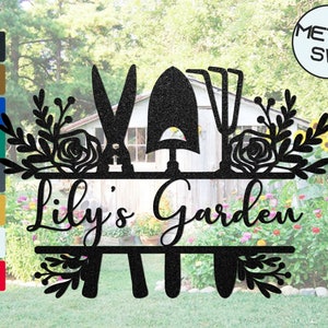 Custom Garden Sign Personalized Garden Name Sign Metal Garden Sign for Outdoor Yard Sign Garden Fence Sign, Lawn Signs, Flower Sign Plaque