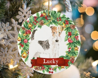 Custom Pet Ornament Wire Fox Terrier Memorial Ornament, 2023 Christmas Tree Decor Personalized Gift for Dog Pet Name Ornaments Gift