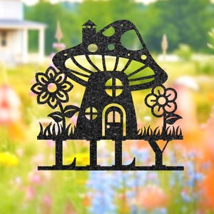 Custom Mushroom Metal Wall Art, Personalized Mushroom Welcome Sign, House Number Sign, Outdoor Address Plaque, Garden Decor, Home Gift