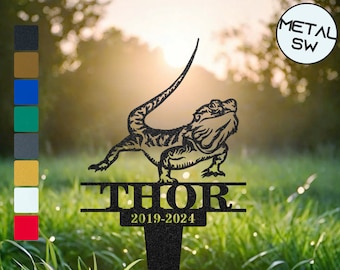 Metal Pet Lizard Memorial Stakes, Custom Gecko Garden Sign,Personalized Pet Gift,Bearded Dragon Grave Marker,Pet Loss Gift,Remembrance Stake