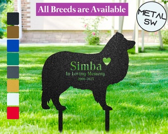 Metal Sheltie Memorial Stake, Dog Grave Marker Dog Garden Stake Dog Headstone Personalized Dog Loss Memorial Pet Sympathy Gift keepsake