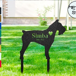 Metal Schnauzer Dog Memorial Stakes, Schnauzer Dog Grave Marker Garden stakes, Dog Headstone Personalized Loss of Dog Memorial Sympathy Gift