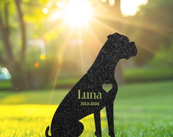 Paletto commemorativo personalizzato per Boxer, targa con nome del cane, lapide per animali domestici, targa in metallo per cani da giardino, decorazione da giardino, targa per tomba da esterno, regalo per amanti dei cani