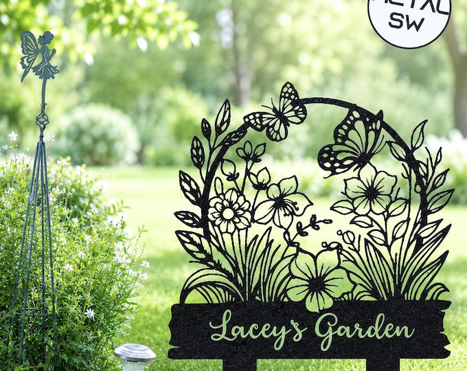 Custom Garden Sign, Personalized Gardening Gifts for Women, Metal Garden Decor, Gifts for Grandparents, Gardener Gifts, Plant Lover Gifts