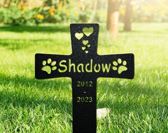 Dog Grave Marker Cross Memorial Gift Pet Loss Stake Memorial Plaques for Outdoor Pet Memorial Garden Cemetery Black Sympathy Garden Stakes
