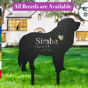 Metal Pyrenees Dog Memorial Stakes, Great Pyrenees Dog Grave Marker Garden stakes, Dog Headstone Personalized Loss of Dog Memorial Sympathy